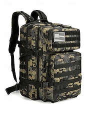 baratos Mochilas de Exterior-Mochila tática masculina camuflada em nylon, mochila militar de grande capacidade, bolsa multicolorida para atividades ao ar livre, como caminhadas, camping e viagens, com patch da bandeira americana.