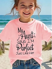 preiswerte Mädchens 3D verspielter Humor-Mädchen 3D Grafik Buchstabe T-Shirt Kurzarm 3D-Druck Sommer Frühling Sport Mode Streetwear Kinder 4-12 Jahre Rundhalsausschnitt Lässig Täglich Outdoor Normale Passform