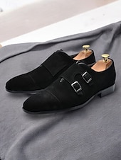 billiga Monk Shoes-Men's Formal Double Monk Strap Shoes – Elegant Leather Shoes for Weddings, Business Events and Formal Occasions