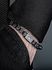 お買い得  結婚 ACC-メンズステンレススチールブレスレット、ゴールド、シルバー、ブラックカラー、輝く石が付いたクラウンデザイン、結婚式、カジュアルな日常着、ファッションジュエリーに最適