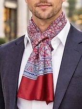 お買い得  メンズネクタイ＆蝶ネクタイ-メンズペイズリープリントスカーフ、マルチカラーパターンのポリエステル軽量ネックスカーフ、男性用のクラシックでエレガントなスタイル、普段着、ビジネスカジュアル、パーティー、季節のスタイリングに最適