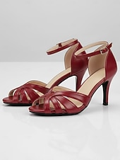 billige Mor til bruden/groom-Damesandaler med ankelrem i vintage-stil fra 1920-tallet, grønne imitert skinn – retro peep toe med utskjæringer for elegante ferier &amp;swingdans