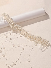 Недорогие Свадьба ACC-Женское украшение для волос с кисточками из искусственного жемчуга, элегантный свадебный аксессуар для свадеб, идеально подходит для невест.