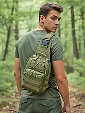 billiga Herrväskor-Herrkamouflage nylon axelremsväska bröstväska – flera fickor, stor kapacitet, hållbar design för utomhussporter, vandring, camping och resor