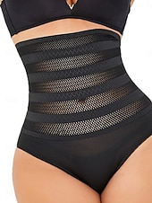 cheap Control Panties-Women's Shapewear Active Sweet Pure Color Patchwork Thong Vacation Street Going out Black Beige Summer Spring Slim Fit