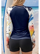 cheap Surfing Tankinis &amp; Bikinis-Women's Rash guard Swimsuit Rash Guard Tankini Swimsuits Abstract Color-blocking 2 Piece Removable Pad Boyleg UV Sun Protection UPF50+ Elastic Long Sleeve Swimwear Sun Shirt Surfing Canoeing Water