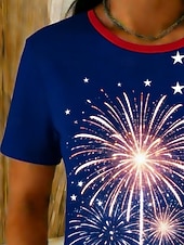economico Magliette Giorno dell’Indipendenza-Giorno dell'Indipendenza Americana Per donna Maglietta Stampato Grafico Bandiera Elegante Classico Casual Manica Corta Girocollo Top Regolari Quotidiano Uscire Weekend Blu Estate Primavera