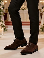 baratos Sapatos Oxford-sapatos oxford masculinos de camurça marrom – sapatos sociais clássicos com cadarço para ocasiões formais e de negócios, calçados confortáveis e elegantes