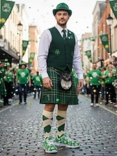  Herrsneakers för St. Patrick's Day – grönt shamrockmönster med bekväm passform, snygga skor för fester och högtider