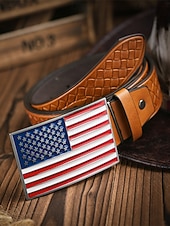 levne Příslušenství-250. výročí Spojených států pánský embosovaný opasek z umělé kůže s přezkou ve tvaru americké vlajky více barev vlastenecký styl pro každodenní nošení a oslavy v USA