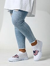  Sneakers slip-on grafiche con bandiera USA per donna per il 250° Anniversario degli Stati Uniti - Scarpe atletiche ammortizzate e traspiranti stile sportivo casual patriottico per parate USA viaggi e