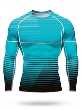 Недорогие Футболки и майки для бега-Муж. Футболка для бега Спортивная рубашка Фитнес-рубашка Рубашка тренировки Беговой верх Длинный рукав Футболка Футболка Лето Весна Осень Зима Геометрический принт UPF 50 Устойчивость к УФ УПФ 50