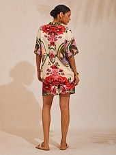 levne Květinové blůzy-Vzdušná lněná košile s květinovým vzorem a havajskými palmami