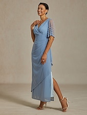  Naisten Maksimekko Kotelomekko Tyylikäs Laskostettu Yhtenäinen väri Lyhythihainen Pitkähihainen V kaula-aukko Pölyinen sininen