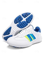 cheap Men's Golf Shoes-Men's White Golf Sneakers, Athletic Lace-Up Design with Color Stripe Detail, Shock-Absorbing Sole, Modern Sport Style for Golf Courses