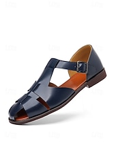 economico sandali-sandali da uomo in similpelle marrone con cinturini, design aperto traspirante, suola leggera e comoda, stile rilassato per matrimoni in spiaggia e occasioni estive