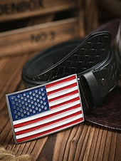 levne Příslušenství-250. výročí Spojených států pánský embosovaný opasek z umělé kůže s přezkou ve tvaru americké vlajky více barev vlastenecký styl pro každodenní nošení a oslavy v USA