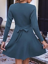 billiga Vita fritidsklänningar-Dam Mini klänning Vit klänning Sweat Klänning Elegant Mode Modern Utomhus Semester Utekväll Smal Slät Långärmad Rund hals Vit Vinröd Marinblå Mörkgrön Vår Höst