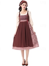  250e jubileum VS 19e eeuw jaren 1800 Prairiejurk Bonnet en schortset Lange Mouwen Pionier Meisje Koloniaal Pionier Onafhankelijkheidsoorlog Kostuum Dames Halloween Carnaval 4 juli Volwassenen Kleding
