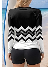 tanie Tankini i bikini do surfingu-Damskie Strój kąpielowy Rashguard Docieplacze Stroje kąpielowe Tankini Geometryczny Blokowanie kolorów 2-częściowa Wyjmowane wkładki Boyleg Ochrona przeciwsłoneczna UV UPF50+ Ochrona UV Długi rękaw