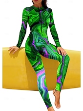 abordables Rash Guards de Una Pieza-Mujer Regular Camiseta Protección Solar Surf Camiseta de protección solar de cuerpo completo Traje de baño Degradado Abstracto Mármol con sujetador incorporado Cremallera delantera Protección solar