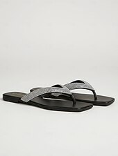 abordables Sandales à glissière-Tongs d'été chics à strass pour femmes - sandales scintillantes légères et polyvalentes - chaussures de plage tendance pour les escapades insulaires et les promenades estivales