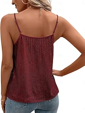 cheap Tank Tops &amp; Camis-Women's Blouse Sequin Tops Camisole Tank Top Sequins Patchwork Plain Vintage Stylish Sexy Sleeveless V Neck Regular Tops Daily Holiday Going out Black White Champagne Wine Apricot Summer Spring