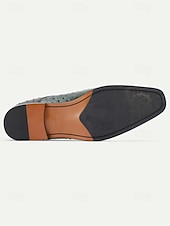 cheap Derby Shoes-Men's Green Crocodile Print Derby Shoes – Stylish Leather Shoes with Buckle Detail, Perfect for Weddings, Parties and Special Occasions