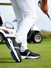 ieftine Încălțăminte de golf pentru bărbați-Pantofi de golf albi pentru bărbați, față respirabilă cu talpă amortizată, design atletic ușor, ideali pentru jucătorii de golf și terenurile de golf în aer liber
