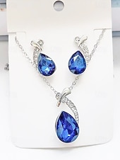 Недорогие Свадьба ACC-Женский ювелирный набор из сплава и циркона – элегантное колье и серьги в форме капли, доступны в нескольких цветах, идеально подходят для свадеб и вечерних мероприятий.