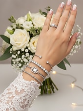 ieftine Nuntă ACC-Set de brățări aurii cu strasuri pentru femei - brățări cu lanț de cristale multistrat pentru petreceri glam, ieșiri în oraș&amp;amp;accesorii pentru ocazii speciale