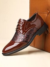 abordables Zapatos Derby-Zapatos de punta de ala de piel sintética marrón para hombre con detalles elegantes, calzado formal para bodas, zapatos clásicos para novios e invitados a la boda.