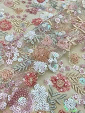 billige Cocktailkjoler-A-linje Ankellengde Perlebrodert Formell kjole Kjole til brudens mor Cocktailkjoler Festkjoler Elegant Fargeblokk Glitrende Kortermet Løse skuldre Valentinsdag Formell Rosa kjole Tyll med