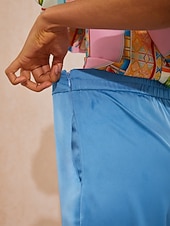  Pantalones anchos de satén con cintura elástica para vacaciones