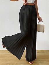 economico gamba larga e vita alta-Per donna Gamba larga Chinos Vacanza Moda Streetwear Lunghezza intera Vita media Tinta unica Patchwork Tasca Fascia Elastica Comodo Traspirante Inelastico Quotidiano All'aperto Vacanza Nero Bianco