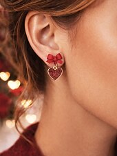 billige Valentinsdag-Hjerteøreringer til dame, legeringsmateriale, flere hjertestiler, søt og romantisk design, passer for kvinner, perfekt til valentinsdagen, bryllup og romantiske anledninger