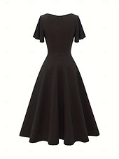billige Kjoler-Elegant كلاسيكي 1950-tallet Middag A-linje kjole Swing kjole Flare kjole Korte ermer A-linje Kostyme Dame Karneval Valentinsdag Maskerade Feriereise Maskerade Utdrikningslag Voksne Kjole Vår sommer