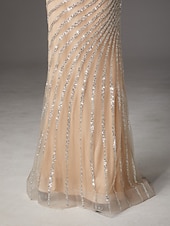  Sirena Tromba Strascico a Terra Abito da Ballo Vestito da Festa Abito Formale Abito da Sera Elegante Festa Scintillante Manica Corta Collo Alto Balli di fine anno Matrimonio con Pizzo Paillettes