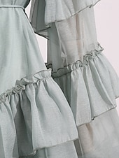 cheap Casual / Daytime Wedding-A-Line Knee Length Prom Dress Wedding Guest Dress Wedding Guest Dresses Elegant Daily Long Sleeve Crew Neck Prom Garden Party with Ruffles