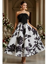 cheap Ankle Length-Ball Gown Ankle Length Party Dress Cocktail Dress Wedding Guest Dress Mother of the Bride Dress Sleeveless Strapless Elegant Formal Wedding Guest Chiffon Stretch Fabric with Bow(s)