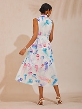 preiswerte Freizeitkleidung-Maxikleid mit ätherischem Quallen- und Leinen-Effekt