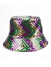economico Accessori-cappello da pescatore con paillettes da donna – due modelli disponibili, poliestere, perfetto per il martedì grasso e le feste