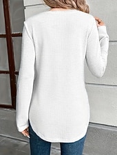 economico T-shirt semplice-Per donna Blusa Bottoni Tinta unica Elegante Casual Manica Lunga Scollo a V Top Regolari Quotidiano Nero Bianco Fucsia Cachi Primavera Autunno Inverno