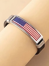  Bracelet ajustable en acier inoxydable et silicone pour hommes du 250e anniversaire des États-Unis Présentant un design de drapeau américain Idéal pour le jour de l'indépendance et les célébrations