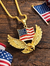  Az Egyesült Államok 250. évfordulós Férfi Ötvözet Nyaklánc Sas és Amerikai Zászló Medállal Arany és Ezüst Színben Ideális a Függetlenség Napjára és Ünnepségekre