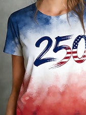  Giorno dell'Indipendenza Americana Per donna Maglietta Stampato Grafico Elegante Classico Casual Manica Corta Girocollo Top Regolari Quotidiano Sportivo Uscire Blu Estate Primavera 250th Anniversary
