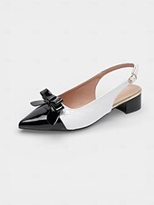 abordables Rétro des années 1950-Escarpins vintage années 50 pour femme – modèles bicolores noir et blanc à nœud, petit talon carré, chaussures rétro élégantes parfaites au quotidien, au bureau ou pour un thé. &amp;événements informels