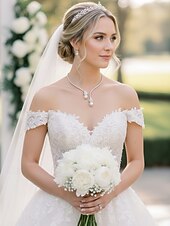 tanie Wesele ACC-Elegancki naszyjnik z pereł dla kobiet, naszyjnik ślubny z kryształkami i kwiatowymi akcentami, klasyczna luksusowa biżuteria dla panien młodych, gości weselnych, na oficjalne imprezy, wieczorne przyjęcia i na wesele