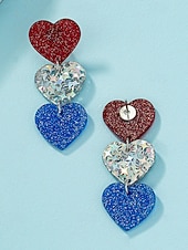  Boucles d'oreilles pendantes et créoles pour femmes du 250e anniversaire des États-Unis en acrylique vintage actif avec étoile pentagramme quotidienne