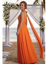 baratos Comprimento do chão-Tubinho Longo Vestido de convidada de casamento Vestido Envelope Vestido de noite Vestido Para Mãe dos Noivos Sem Manga Assimétrico Elegante Vintage Noite Formal Festa de Casamento com Flores 3D